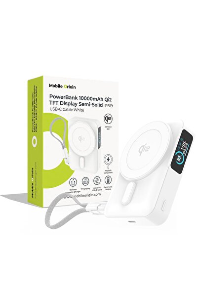 Mobile Origin PB19 Qi2 10000mAh 20W Ασύρματο Power Bank, Λευκό