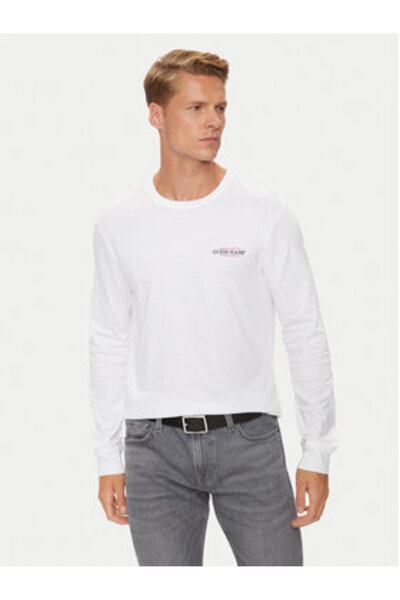 Guess Jeans Bluză cu mânecă lungă pentru bărbați M4YI54K8HM0 Albă