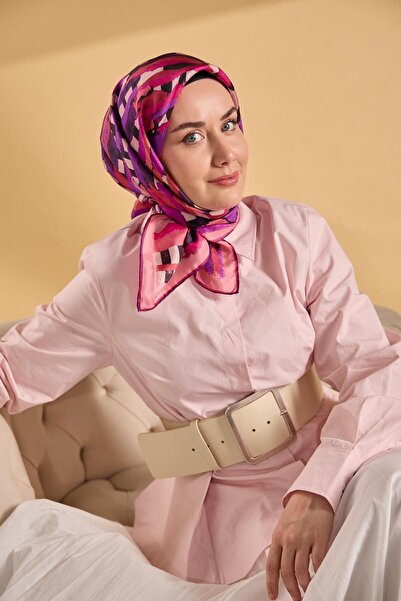 Silk Home Twill Silk Scarf Stripe Pink