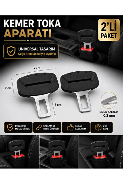 cabbaroğlu ticaret Tüm Araçlara Uyumlu Metal Kemer Tokası ( 2 Adet )