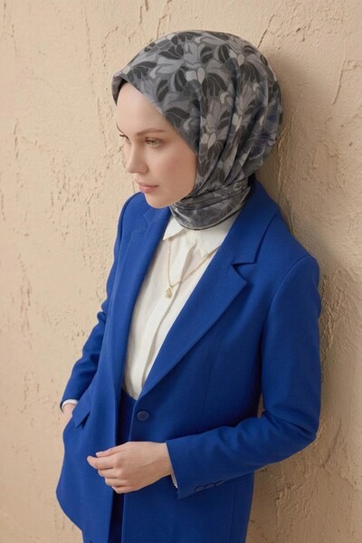Silk Home Soft Scarf Floral Line Anthracite 90X90