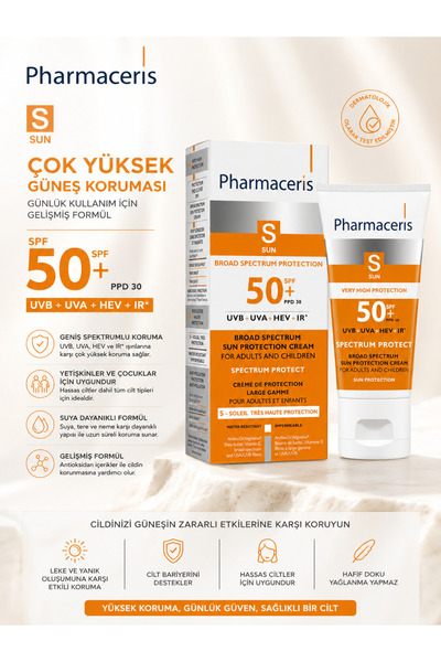 Pharmaceris S Broad Spectrum Protection Spf 50+ Sun Protection Cream for Adul...