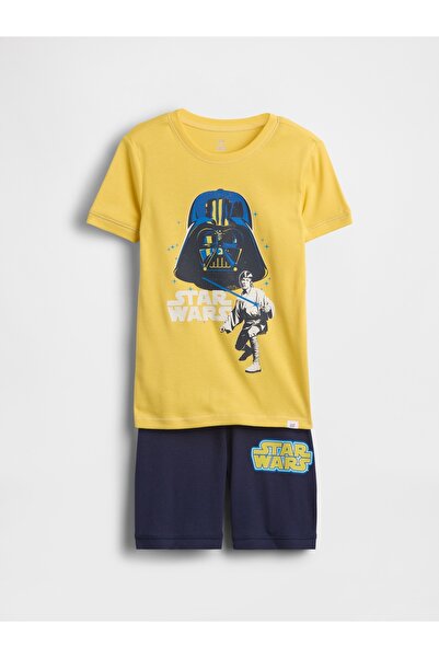GAP Erkek Çocuk Sarı Star Wars Organik Pamuk Pijama Şort Seti