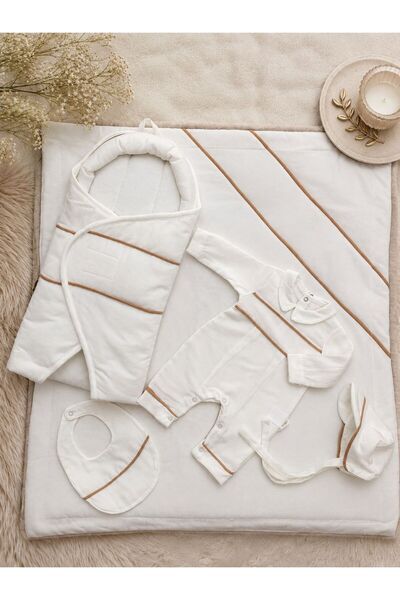 Baby day طقم ملابس حديثي الولادة 5 قطع فاخر | تصميم كلاسيكي