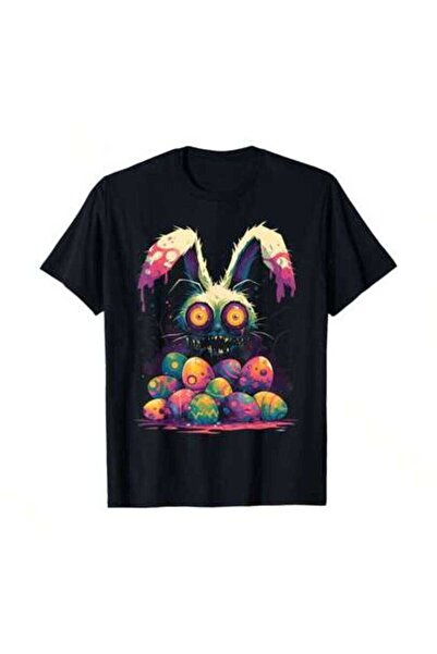 NOURAM تي شيرت مطبوع عليه Egg Hunt Creepy Cute Goth Alt Aesthetic، مثالي للعم...