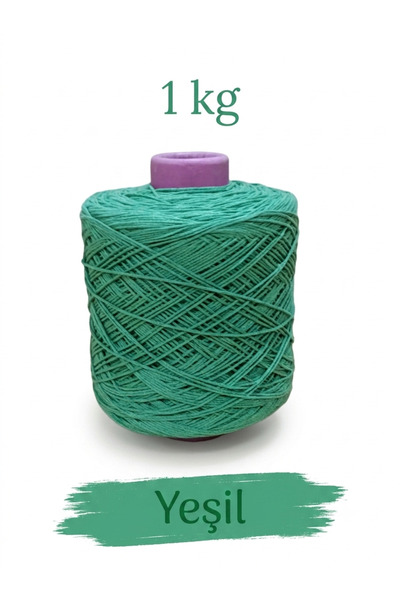 Bevella Macrame Cord Premium İnce Cotton Zincir Makrome İpi Yeşil 1 Kg - 2 mm...