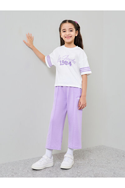 Styli Girls Printed Short Sleeves T-Shirt And Contrast Jogger Set