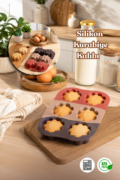 Porsima 30010-2 Silikon 6lı Muffin kalıbı Papatya kek kalıbı kalıbı 17*26cm