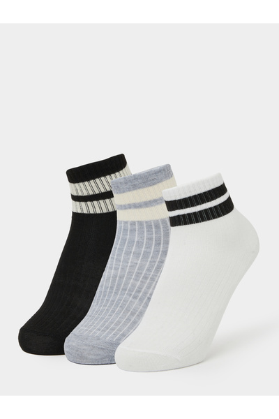 Styli Pack of 3 - Girls Striped Cotton Blend Socks