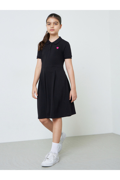 Styli Teen Girls Cotton Polo T-Shirt Dress With Flared Hem