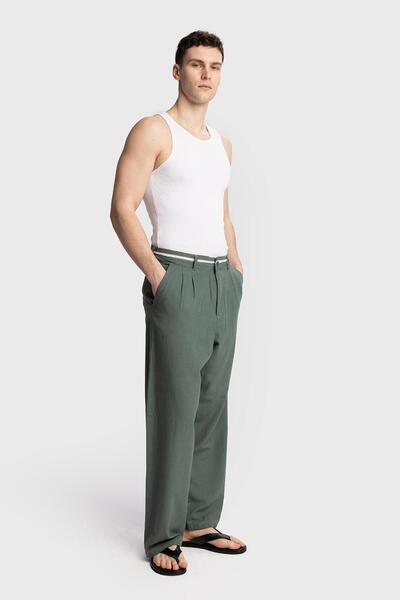 GIESTO LINEN PANT WITH WAIST DETAIL