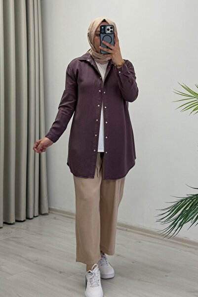 T Moda Store My Magazin Yazlık Tansel Kumaş Çıtçıt Düğmeli Tesettür Gömlek
