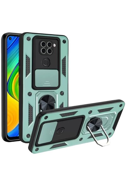 Generic Brand Redmi Note 9 4g Case Pars Silicone with Lens Ring - Green