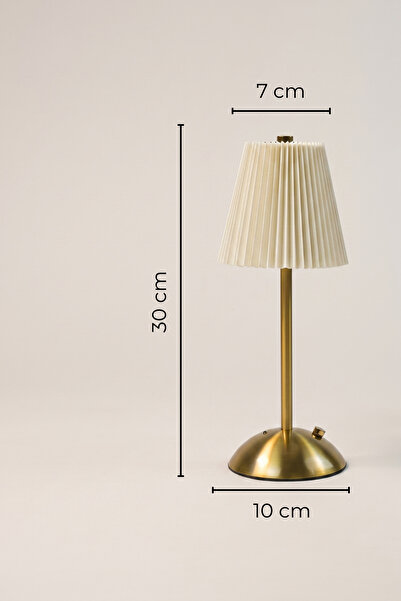 Sevinse Home Vesper Krem Gold Şarjlı LED Dokunmatik Masa Lambası, Abajur