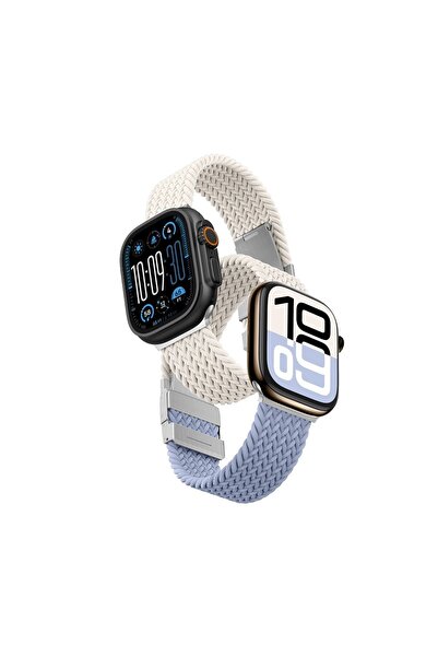 Amazingthing Set de 2 curele din nailon pentru Apple Watch 42mm - Alb/Albastru