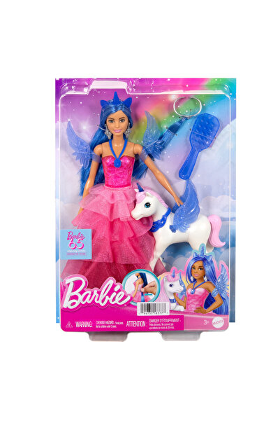 Barbie Păpușă Unicorn Înaripat cu Safir, A 65-a Aniversare HRR16