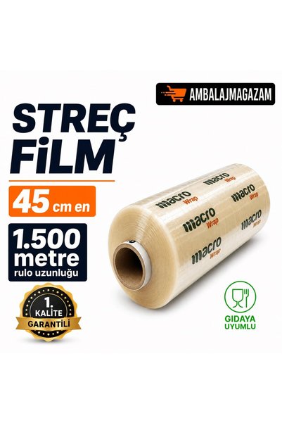 Tuffix 1.500 Metre Macro Streç Film - 45 cm en - Gıdaya Uygun - 7.800 gr (8 KG)