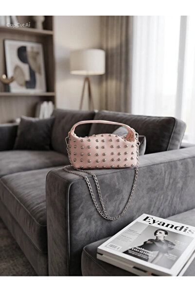 eyandis Women's Troc Studded Baguette Chain Strap Shoulder and Crossbody Bag