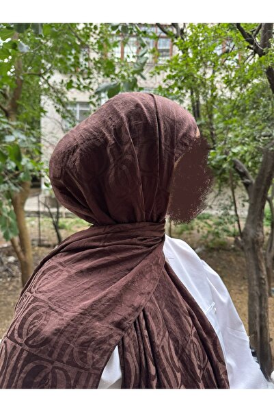 shalby شال جاكار من القطن الناعم ذو نسيج كبير الحجم بنمط SS بلون الشوكولاتة