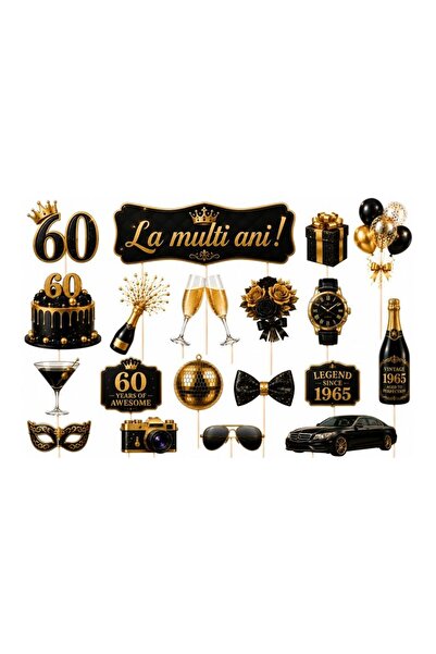 DecoParty Set de decorațiuni pentru tort – La mulți ani la 60 de ani! Set tem...