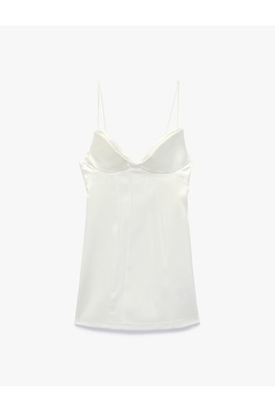 Koton Askılı Kalp Yaka Kolsuz Saten Mini Bridal Elbise