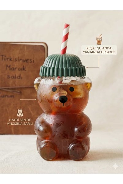 None Goggy Bear Barista Glass Cup