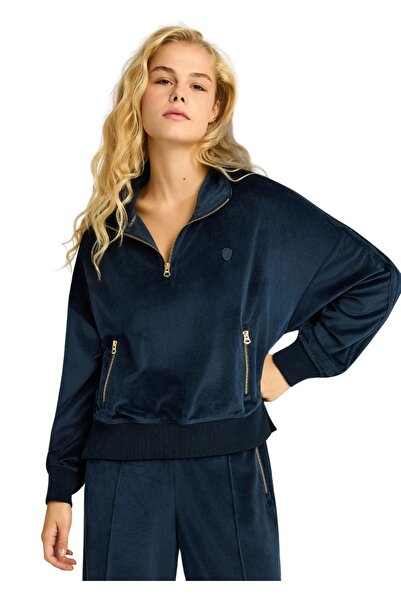 Funky Buddha Βελουτέ Φούτερ FBL012-101-06 – Midnight Blue - l