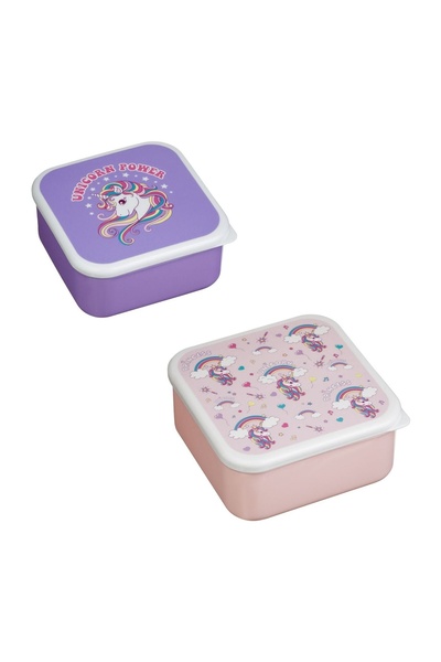 OEM Caserolă alimente copii, model unicorn, roz, 700ml, 2 piese – masă mai uș...