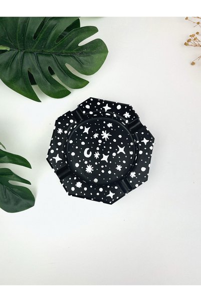 Ca.Gi Handmade Star & Sky Patterned Decorative Ash Tray & Ashtray - Liquid Glass Coated