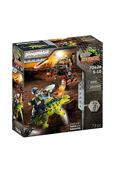 Playmobil Ντίνο Ράιζ Σαϊχάνια: Αγκυλόσαυρος Με Πολεμιστή Εναντίον Ρομπότ 70626