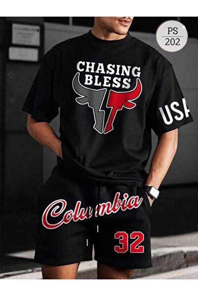 ZAVIXO طقم تي شيرت رجالي مطبوع عليه Chasing Bless 32 مصنوع من القطن بنسبة 100...