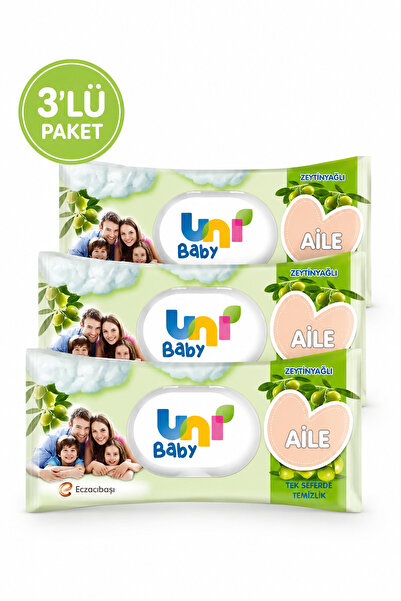 Uni Baby Aile Zeytinyağlı Islak Mendil 90’lı x 3 Paket