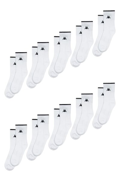 Kappa Set de 10 perechi de șosete lungi, pufoase, de damă, albe, 39-42