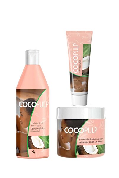 COCO PULP 3 Piece Set Skin Lightening Cream 300ml, Lotion 500ml and Tube Crea...