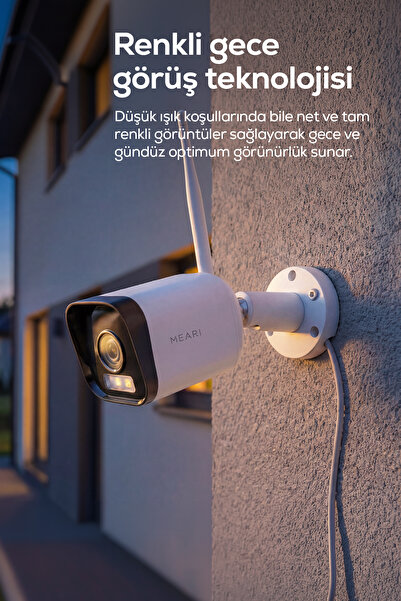 Meari L1 Plus Dış Mekan Ethernet, Wi-Fi Güvenlik Kamerası | Full HD, Gece Görüşü, Çift Yönlü Ses, SD Kart Destekli