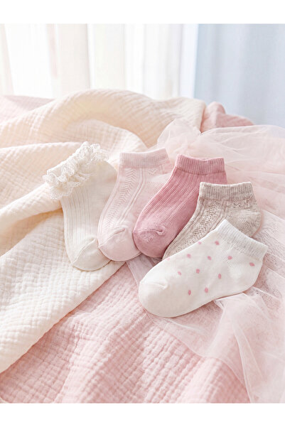 LC Waikiki Nevavm Farkıyla Baby Girl Booties Socks 5-Pack