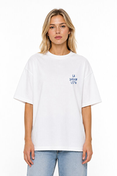 Compostela Unisex Women's Men's La Dolce Vita Logo Front Printed Oversized Th...