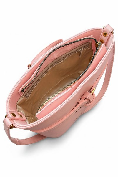 LYRA Bags & Accessories حقيبة كتف نسائية من LYRA باللون الوردي الفاتح مع تفاصيل وشاح