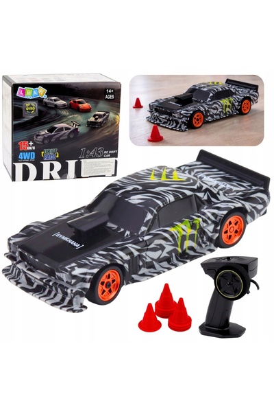 LeanToys 15Km/H 1:43 Karturi negre cu telecomandă RC, mașină sport de drift
