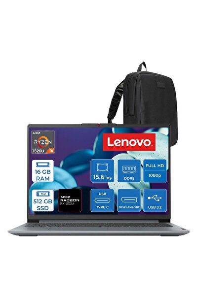 LENOVO Ideapad Slim 3 Amd Ryzen 5 7520U 16GB Lpddr5 512GB SSD Radeon 610M Gra...
