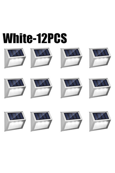 choice2 White-12PCS Solar Staircase Stainless Steel 3LED Ladder Light, Outdoo...