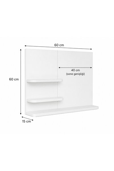 rafineritasarım Nero Bathroom Mirror, Makeup Mirror, Mirror with Shelf, Decorative Mirror with Shelf, Mirror with Shelf for Jewelry and Cosmetics, Wall Mounted Bathroom Mirror 100% Mdf