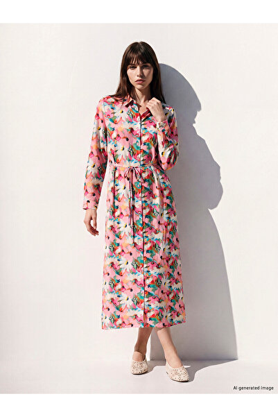 LC Waikiki Original Floral Belted Shirt Dress