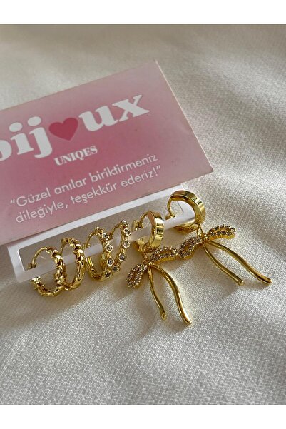 bijoux uniques 3 أزواج من الأقراط النسائية المصنوعة من الفولاذ على شكل نجمة