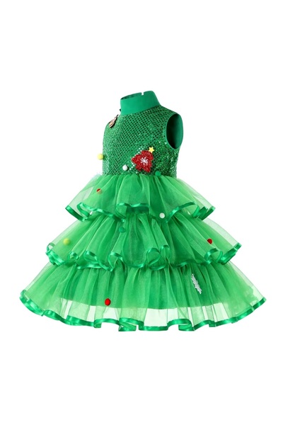 NO BRAND Rochie de Crăciun, costum brad de Crăciun verde pentru balul de abso...