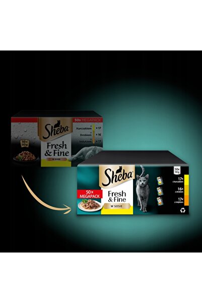 SHEBA Mâncare pentru pisici cu arome proaspete și fine de pasăre 2 x (50 x 50 g)