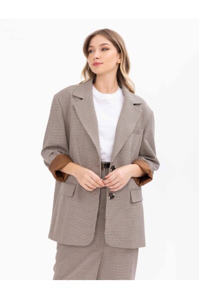 SEÇİL 1022 EKOSE DESENLİ ÇİFT CEPLİ ASTARLI BLAZER CEKET BLAZER CEKET