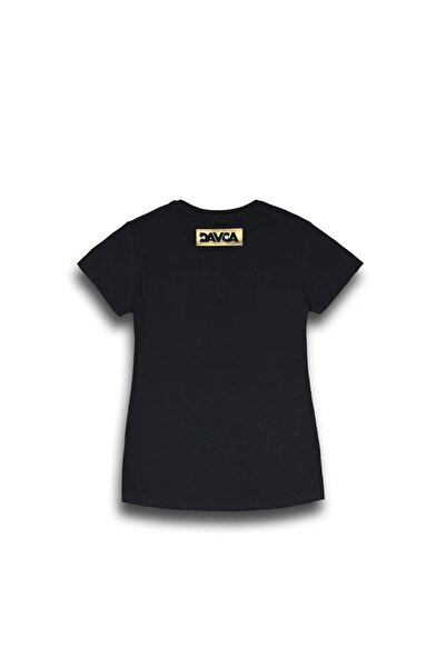 NO BRAND DAVCA Tricou de damă negru cu logo auriu mărimea M