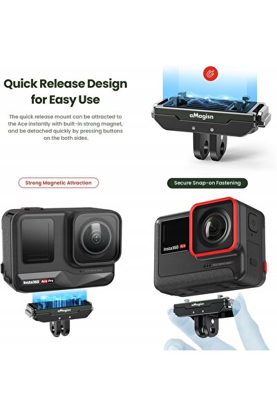 NO BRAND Suport magnetic cu eliberare rapidă pentru Insta360 X5/X4 Air/Ace Pr...