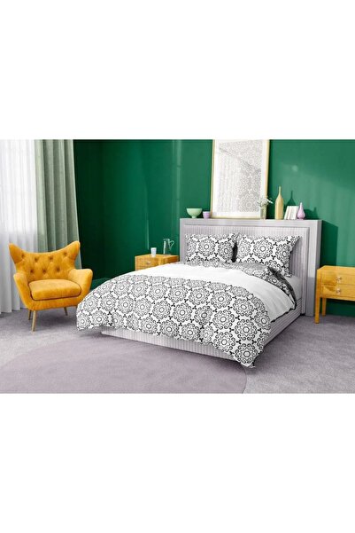 NO BRAND Lenjerie de pat din bumbac 160X200 Glamour 017 Gri-Negru
